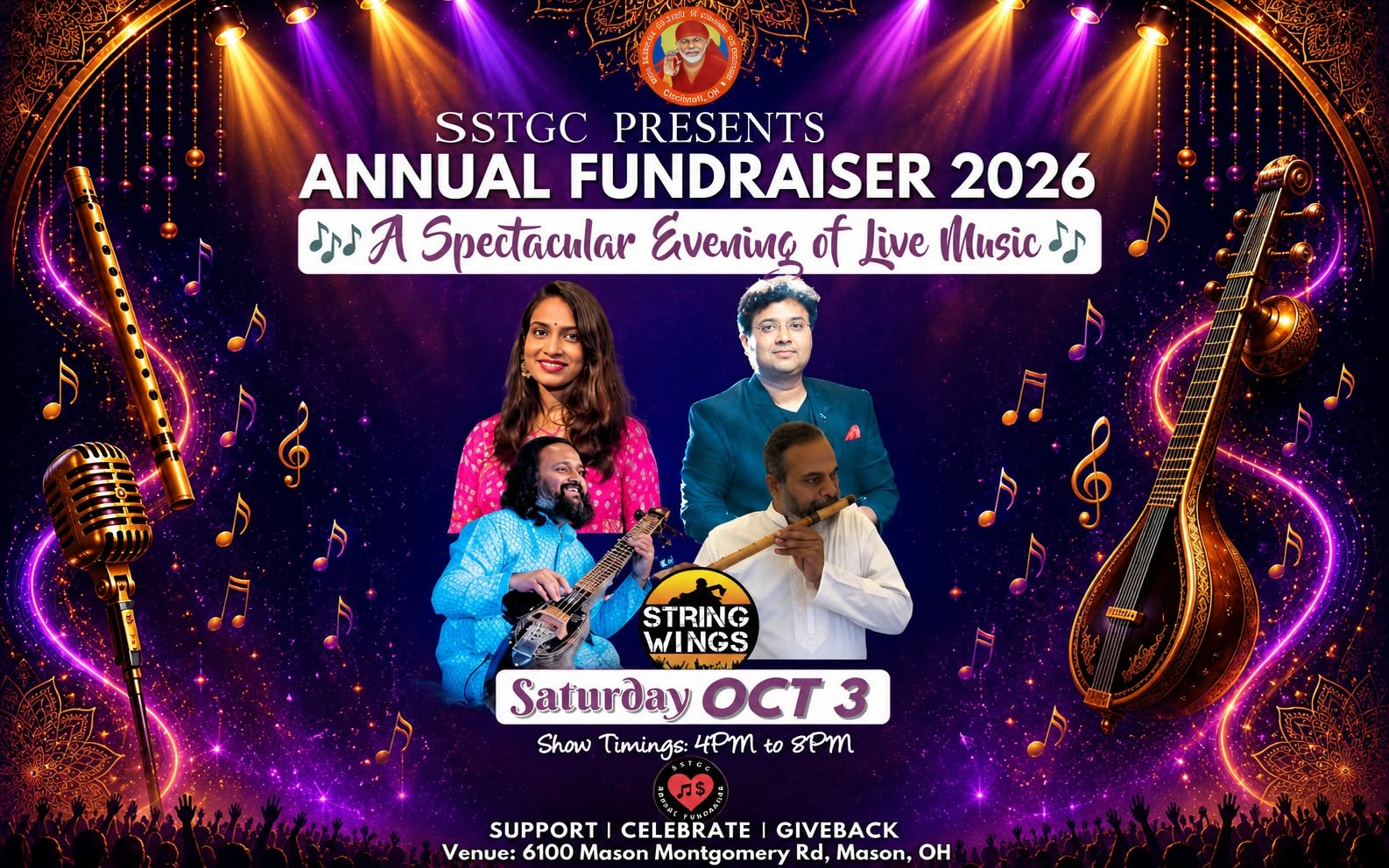 Saibaba Temple - Mason OH - Annual Musical Concert - Cincinnati Indian event on Sat, Oct 3