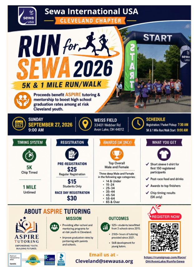 Run for Sewa - Cleveland Indian event on Sun, Sep 27
